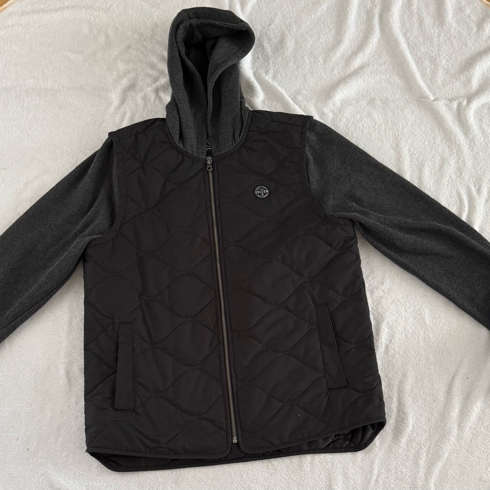 Volcom Black and Gray Vest with Hood for Casual Wear